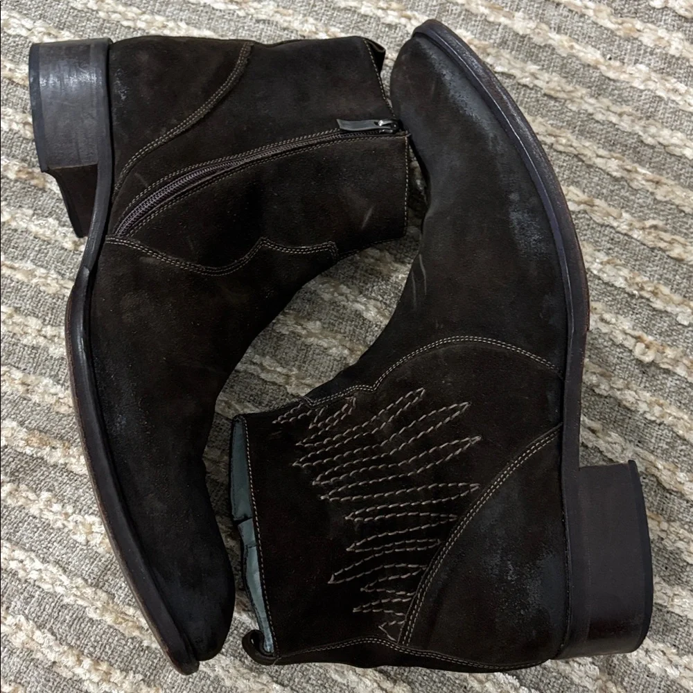 Kenneth Cole New York Men's Brown Suede‎ Western Distressed Ankle Boots Size 13